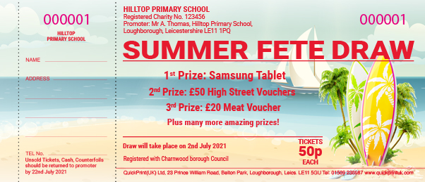 Summer raffle ticket design