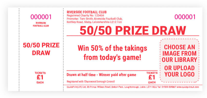 red 50/50 ticket